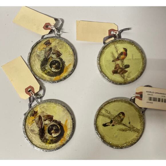 Set of 4 Bird Ornaments. KK384 - Picture 1 of 5